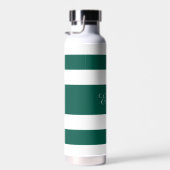緑モダンのストライプ名 ウォーターボトル (右面)