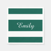緑モダンのストライプ名 スタンダードカクテルナプキン (正面)