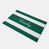 緑モダンのストライプ名 ドアマット (アングル)