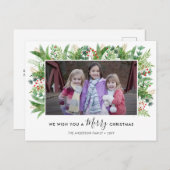 緑モダンのヒイラマツメリークリスマスフォト シーズンポストカード (正面/裏面)