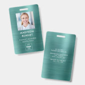 緑モダンのフェイクメタリック企業の写真 バッジ (表裏)