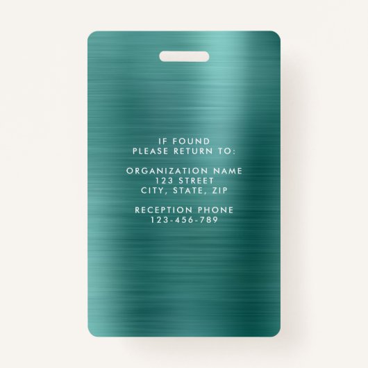 緑モダンのフェイクメタリック企業の写真 バッジ (裏面)