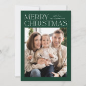緑モダンのメリークリスマス写真 シーズンカード (正面)