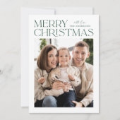 緑モダンのメリークリスマス写真 シーズンカード (正面)