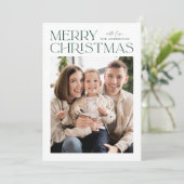 緑モダンのメリークリスマス写真 シーズンカード (スタンド正面)