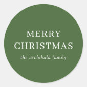 緑モダンのメリークリスマス ラウンドシール (正面)