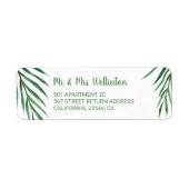 緑モダンのヤシの結婚木の葉 ラベル (正面)