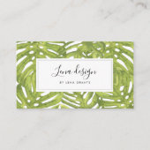 緑モダンのヤシ葉の木 名刺 (正面)