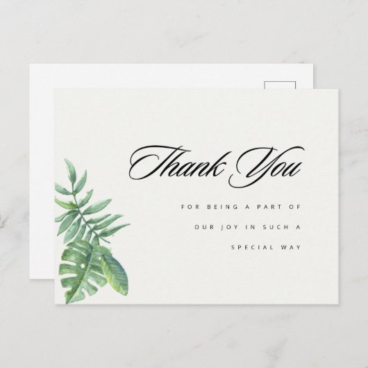 緑モダンのユーカリありがとう ポストカード (正面/裏面)