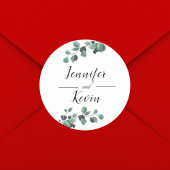 緑モダンのユーカリのカスタムウェディング ラウンドシール