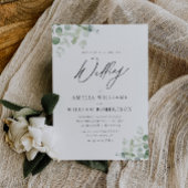 緑モダンのユーカリの結婚台本 招待状