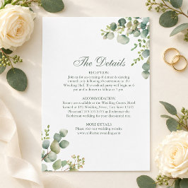 緑モダンのユーカリ結婚ス詳細カード 招待状