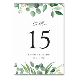 緑モダンのユーカリ葉スエレガントウェディング テーブルナンバー