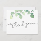 緑モダンのユーカリ赤ちゃんシャワーありがとう サンキューカード (正面)