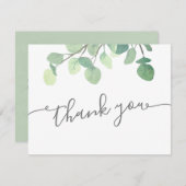 緑モダンのユーカリ赤ちゃんシャワーありがとう サンキューカード (正面/裏面)