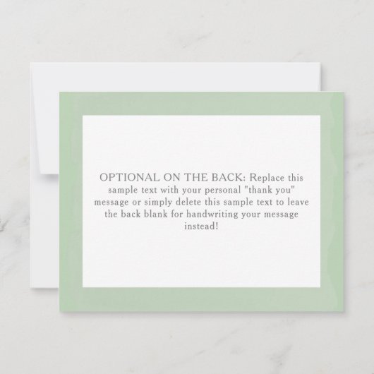 緑モダンのユーカリ赤ちゃんシャワー サンキューカード (裏面)