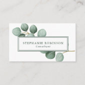 緑モダンのユーカリ 名刺 (正面)