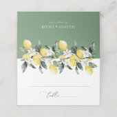 緑モダンのレモンのフローラ結婚ズ プレイスカード (外部開封)