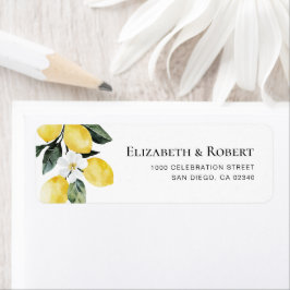 緑モダンのレモンのフローラ結婚ズ ラベル