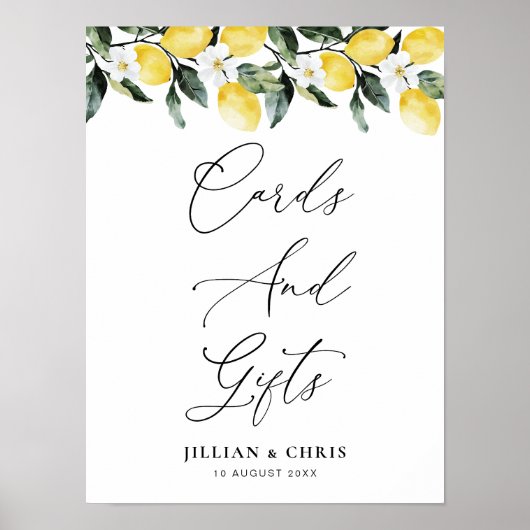 緑モダンのレモンフローラカード&ギフトサイン ポスター (正面)