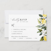 緑モダンのレモンフローラ結婚式RSVPカード サンキューカード (正面)
