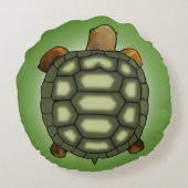 緑モダンの丸い枕に緑の亀 ラウンドクッション (裏面)