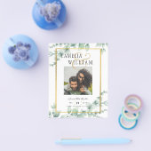 緑モダンの写真の結婚式の日付を保存QRcode チラシ (シングル)