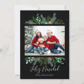 緑モダンの写真フェリーズ・ナビダードクリスマス シーズンカード (正面)