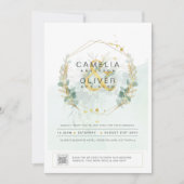 緑モダンの写真結婚式招待状QRコード 招待状 (正面)