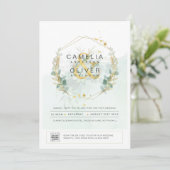 緑モダンの写真結婚式招待状QRコード 招待状 (スタンド正面)