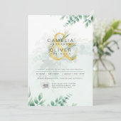 緑モダンの写真結婚式招待状QRコード 招待状 (スタンド正面)