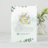 緑モダンの写真結婚式招待状QRコード 招待状 (スタンド正面)