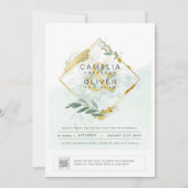 緑モダンの写真結婚式招待状QRコード 招待状 (正面)