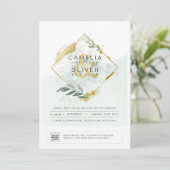 緑モダンの写真結婚式招待状QRコード 招待状 (スタンド正面)