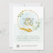 緑モダンの写真結婚式招待状QRコード 招待状 (正面)