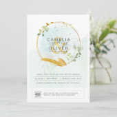 緑モダンの写真結婚式招待状QRコード 招待状 (スタンド正面)