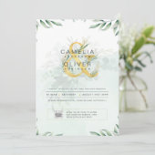 緑モダンの写真結婚式招待状QRコード 招待状 (スタンド正面)