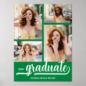 緑モダンの卒業写真4枚 ポスター (正面)