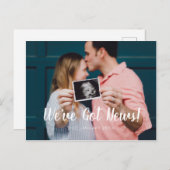 緑モダンの台本のフォント私たちはニュー得ス妊娠 案内ポストカード (正面/裏面)