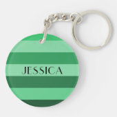 緑モダンの名ストライプの前 キーホルダー (裏面)