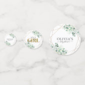 緑モダンの女の子ユーカリ赤ちゃんシャワー コンフェッティ (正面)