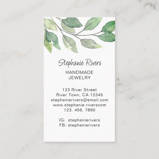 緑モダンの宝石商 名刺 (裏面)