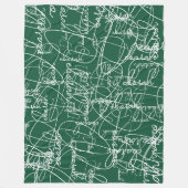 緑モダンの書風 フリースブランケット (正面)