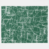 緑モダンの書風 フリースブランケット (正面(横))