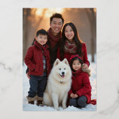 緑モダンの木クリスマスフォトゴールドフォイルカード 箔シーズンカード (裏面)