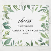 緑モダンの植物の結婚葉 スパークリングワインラベル (シングルラベル)