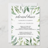 緑モダンの植物の葉のリハーサルディナー 招待状 (正面)