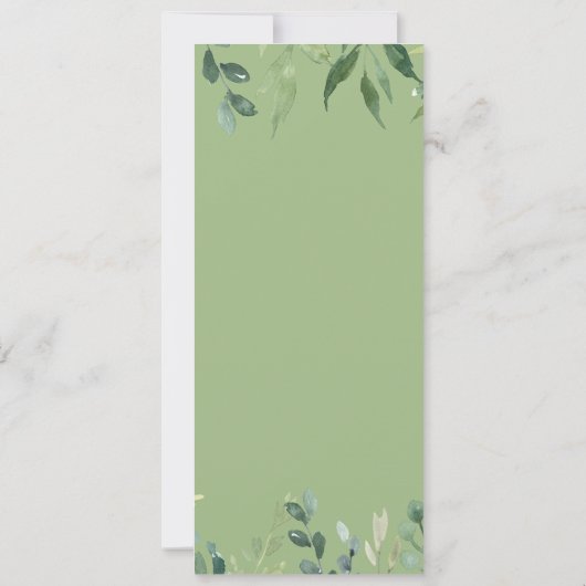 緑モダンの植物の葉ディナーメニューカード 招待状 (裏面)