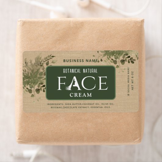 緑モダンの植物性エレガント顔クリーム ラベル (インサイチュ)