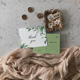 緑モダンの植物株ありがとう ポストカード